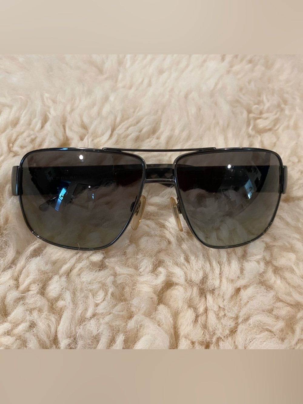 Burberry Black and Brown Plaid Temple Sunglasses